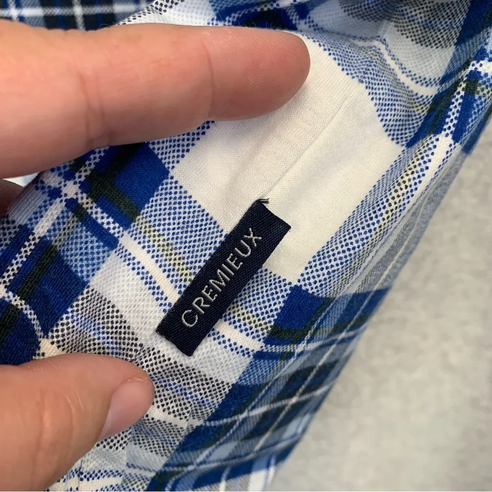 DANIEL CREMIEUX Men's Plaid Short Sleeve Blue & White Polo Shirt NWT Medium #959 - Picture 7 of 10